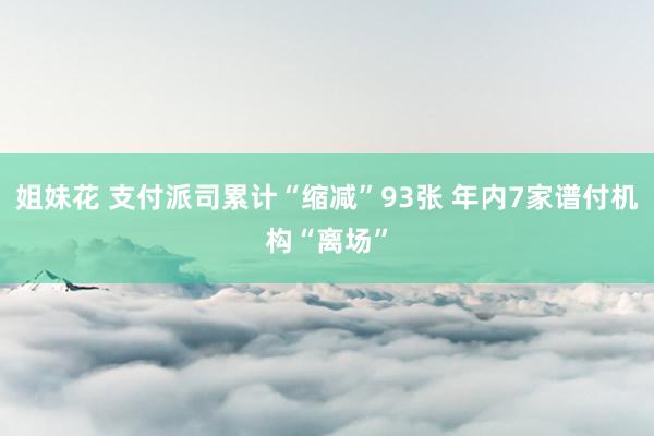 姐妹花 支付派司累计“缩减”93张 年内7家谱付机构“离场”