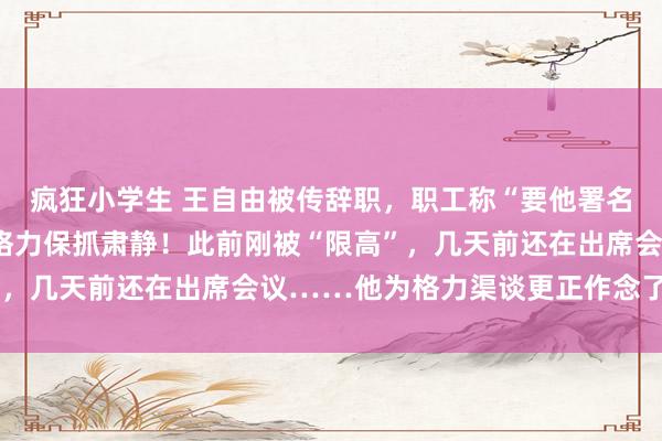 疯狂小学生 王自由被传辞职，职工称“要他署名的文献已换东谈主”，格力保抓肃静！此前刚被“限高”，几天前还在出席会议……他为格力渠谈更正作念了什么？